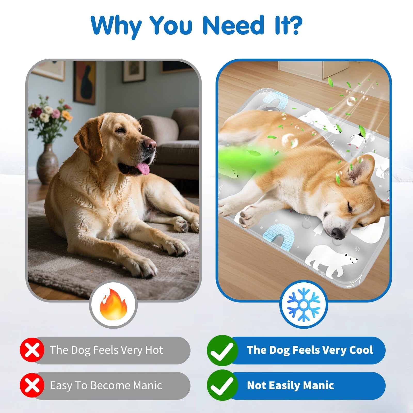 Cooling Pad for Dog,Instant Pet Cool Mat for Puppy,Comfortable Cool Pet Mat for Cat,Washable Dog Cooling Bed for Summer,Suitable for Outdoor Summer Crate Pad