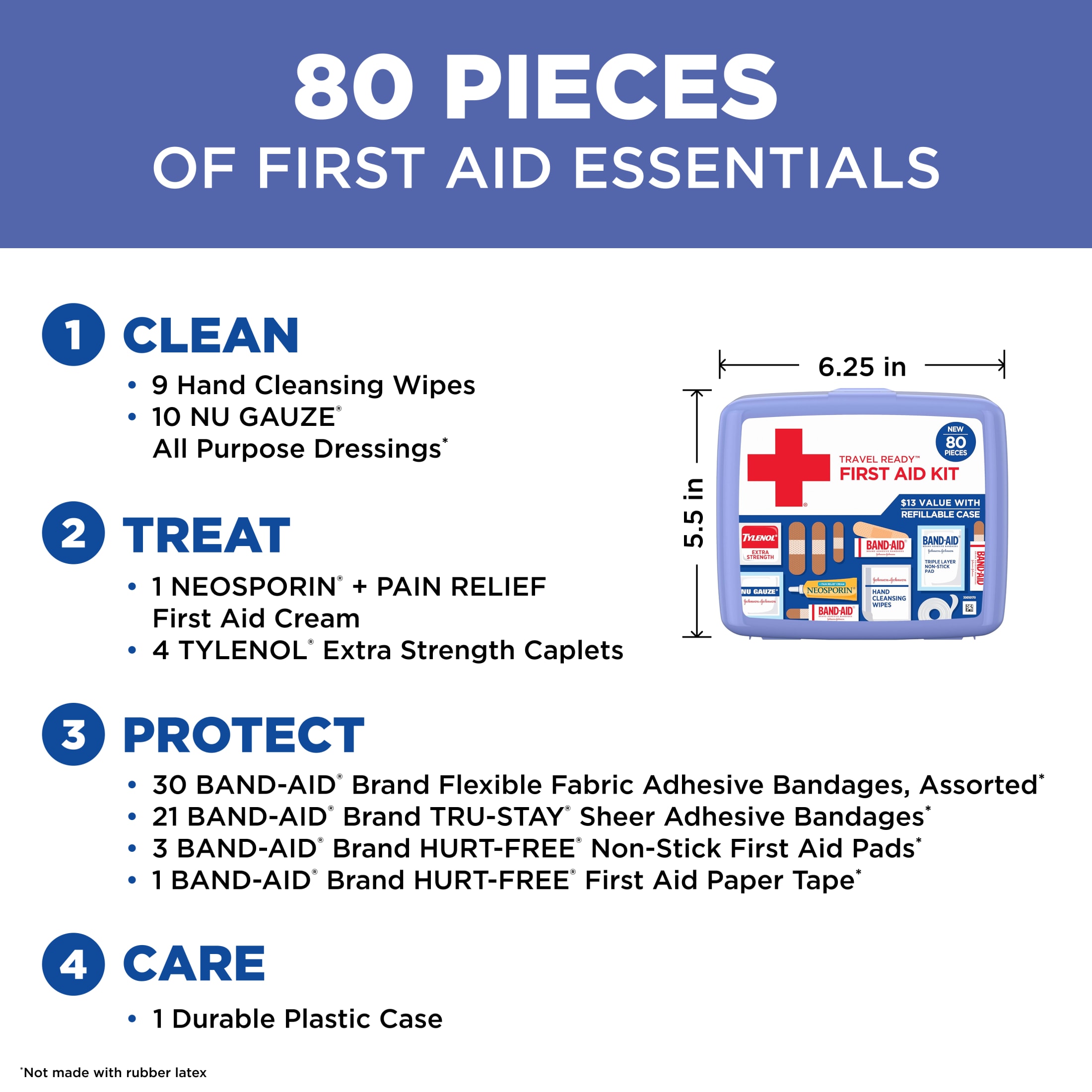 Band-Aid Travel Ready Portable Emergency First Aid Kit 80pc photo 5