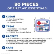 Band-Aid Brand Travel Ready Portable Emergency First Aid Kit, 80 Piece
