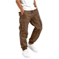 thumbnail image 2 of Falkdiz Cargo Pants for Boys Sport Drawstring Pockets Winter Relaxed fit Pantalones Stylish Boys Trousers Joggers, Brown, Size: 9-10 Years, 2 of 8