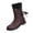 Wine, variant on Willtoo Women's Mid Calf Snow Boots Plush Lined Round Toe Square Heel Outdoor Boots Non-Slip Back Lace Up Mid Calf Boots Comfortable Slip On Low Chunky Heel Snow Boots