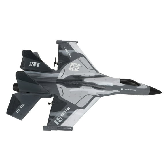 Avión planeador RC Avión de Control Remoto Flexible y liviano con luz LED para niños Camuflaje Gris 2 baterías