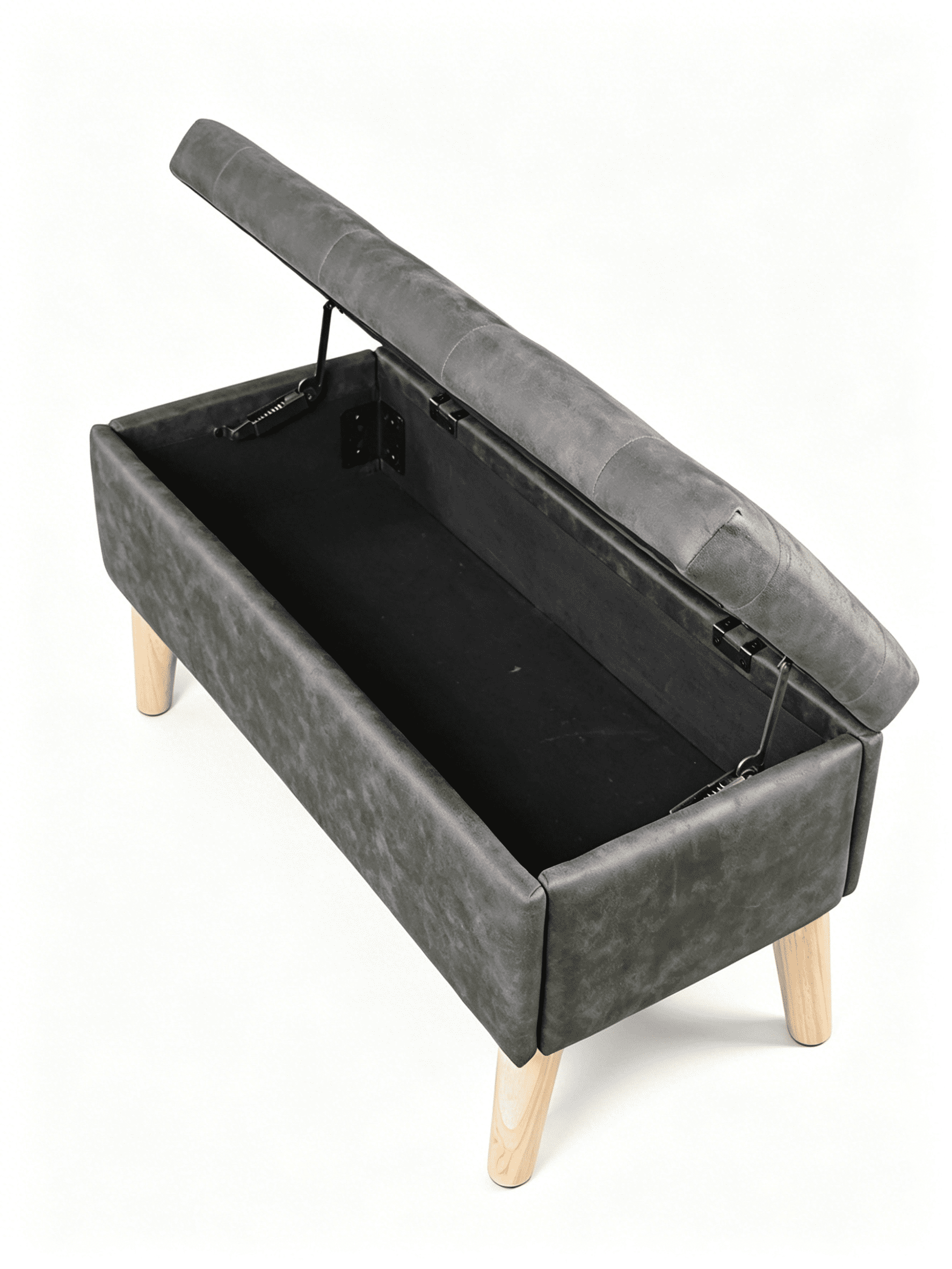 32" Wide Storage Ottoman Bench with Built-in Tray, Square Storage Ottoman for Extra Storage, Upholstered Footrest and End of Bed Bench, Perfect for Living Room, Bedroom, Sitting, Relaxing