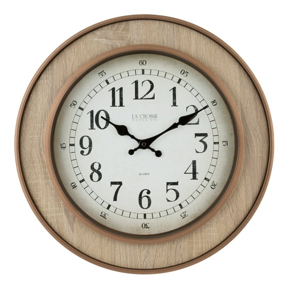La Crosse Clock 16 inch Contemporary Livingston Quartz Analog Wall Clock, 404-3041