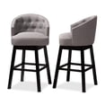 thumbnail image 2 of Baxton Studio Theron Transitional Gray Fabric Upholstered Wood Swivel Bar Stool Set of 2, 2 of 7