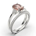 thumbnail image 3 of Dazzling Minimalist 2.00 Carat Oval Cut Morganite And Diamond Moissanite Engagement Ring, Wedding Ring, One Matching Band in Silver With 18k White Gold Plating Gift For Loveria, Promise Ring, 3 of 3