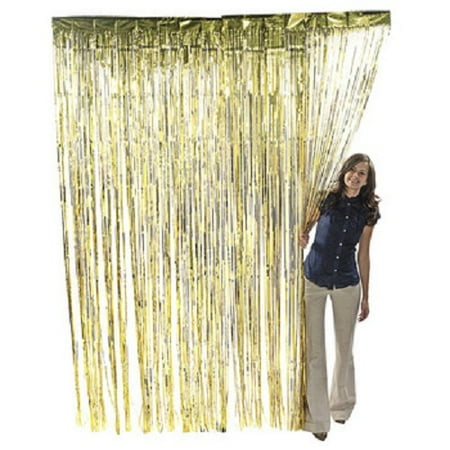 - Gold Metallic Fringe Curtain Party Room Decor 3' x 8'