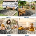 thumbnail image 6 of Garvee 8'x10' Waterproof Outdoor Rugs Modern Solid Plastic Straw Rugs, Reversible Outdoor Camping Carpet for Porch Deck Backyard Balcony, Black Brown, 6 of 7