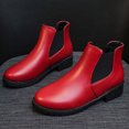 thumbnail image 5 of Fesfesfes Womens Work Boots Fall Winter Keep Warm Solid Color Short Boots Chunky Heel Middle Heel Boots Round-Toe Boots 4.5(35), 5 of 5
