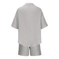 thumbnail image 5 of Brnmxoke Women's 2 Piece Outfits Short Sleeve Shirts and Shorts Linen Set Women Casual Lounge Set with Pockets Summer Beach Sweatsuits Loungewear Gray,XL, 5 of 8