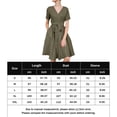 thumbnail image 2 of Vestido Vestido casual con cuello en V para mujer Vestido elegante de lino y algodón (Verde militar XL) Ygjytge ejercito verde T XL para Mujer, 2 of 8