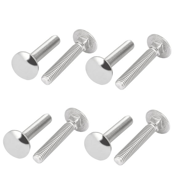 M6x35mm 304 Stainless Steel Fully Thread Square Neck Carriage Bolts DIN603 8pcs