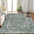 thumbnail image 3 of BouPower 8x10Ft Machine Washable Area Rug, Boho Vintage Distress Floral Rug for Living Room, Low Pile Bedroom Rugs, Thin Lightweight Print Pattern Carpet for Dining Room, 3 of 10