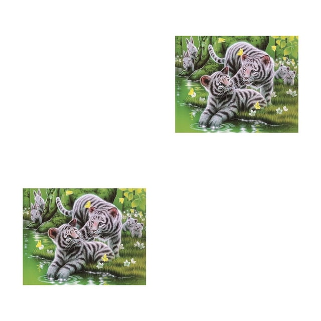 Inteprter 5D diamante pintura bordado Animal Tigre imágenes diamantes de imitación cuadrado completo punto de cruz animales diamante mosaico 2 # 2piezas