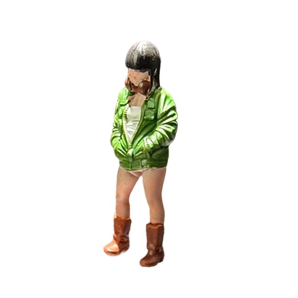 Modelo femenino 3D a escala 1:64, modelo de personaje para juegos de rol, figuras diminutas, juguete, accesorio fotográfico. Abrigos verdes