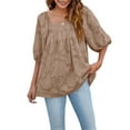 thumbnail image 3 of Minnieouse Blusa de mujer de manga corta, holgada, pulóver, camisa, ropa de verano Prendas para la parte del cuerpo Café L, 3 of 6