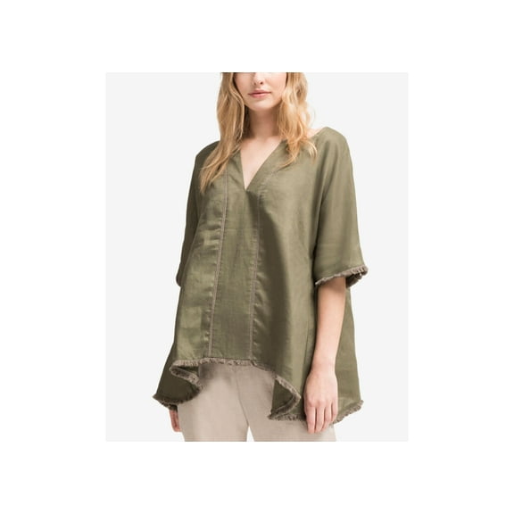 DKNY Linen Trapeze Top Bright Green XS
