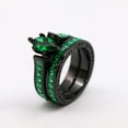 thumbnail image 4 of GY Black Gold Plated Marquise cut Green AAA CZ 2pcs Womens Wedding Ring Sets Bridal Sets, 4 of 4