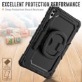 thumbnail image 4 of for Samsung Galaxy Tab S10 Plus/S9 FE+/S9+ Case 12.4 inch, 360 Rotating Shockproof Cover with Stand, Handle, Shoulder Strap (SM-X820/X810/X610), Black, 4 of 7