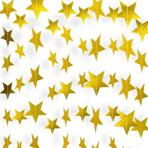 10pcs Gold Star Hanging Garlands Party Decorations for Birthday Wedding New Year Graduation Hanging Banner (130ft in Total)