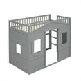 thumbnail image 5 of Twin Size House Loft Bed Frame, Wooden House Shaped Bed Frame with Ladder, Windows and Safety Guardrails, Playhouse Loft Bed Frame for Bedroom Guest Room Dorm Apartment, Gray, 5 of 7