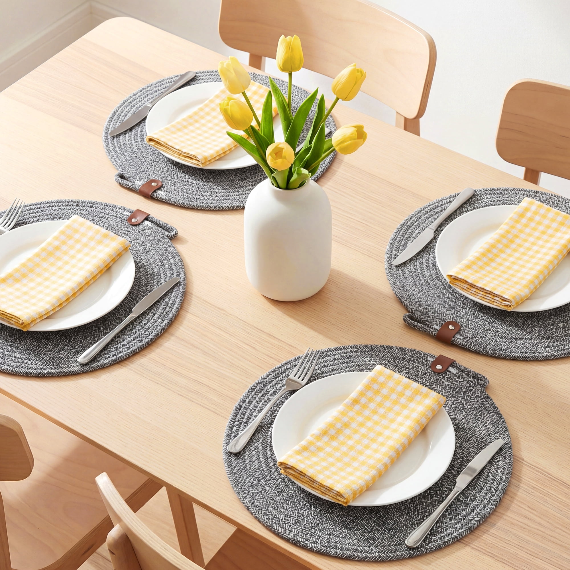 Unique Bargains Farmhouse Placemats 4pcs Gray 13"x13"