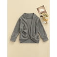 thumbnail image 2 of Qiylii Girls Fall Cardigan, Solid Color Open Front Knitted Sweater Coat, 2 of 9