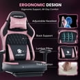 thumbnail image 4 of JONPONY Big and Tall 500LBS Ergonomic Gaming Chair, Gamer Chair PU Leather with Footrest and Lumbar Support, High Back Office Chair Support 8 Hours Long Sitting, Computer Chair,2D Armrests，Pink, 4 of 9