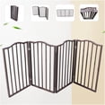 thumbnail image 3 of COSMOS Freestanding Folding Pet Gate for Doorways and Stairs, Solid Wood Dog Barrier in Dark Brown, No Installation Required, 3 of 9