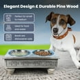 thumbnail image 6 of Iconic Pet Raised Wooden Pet Double Diner with Stainless Steel Bowls - Antique Gray - Medium, 6 of 9