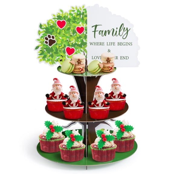 2ooya 3 Tier Family Tree Theme Paper Cake Stand for Party 1 Count