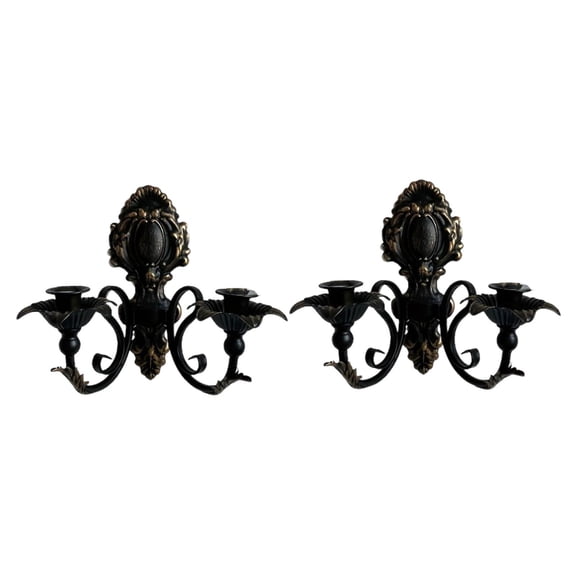 2 Pieces Vintage Wall Candle Holder Iron Art Candlestick Large Size for Bedroom Hallway Living Room
