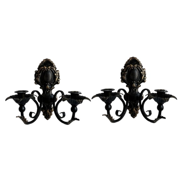 Siruishop Candle Sconce Iron Art Wall Candle Holder for Wedding Party Home Living Room Black