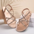 thumbnail image 5 of Xdegoge Womens Gladiator Sandals Flat Strappy Open Toe Ankle Buckle Minimalist Dressy Casual Summer Vacation Beach Everyday Comfortable Walking Shoes, 5 of 9