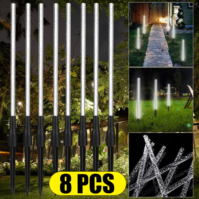 8PCS Solar Power Acrylic Bubble White LED Light Garden Lawn Landscape Lamp Decor 