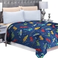 thumbnail image 1 of Frazada Matrimonial Ligera Estampada MELOCOTTON HOGAR Flannel Extra Suave MOD DINOSAURIOS, 1 of 1