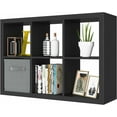 thumbnail image 6 of PetFurnishn Bookshelf with Storage Bin, 6-Cube Storage Organizer, Modern Wood Open Bookcase, Multifunctional Display Shelf for Living Room, Bedroom, Home Office-6 Cube-Matte Black, 6 of 10