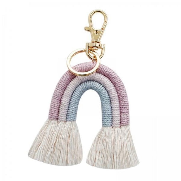 6 Llaveros de Macramé con Forma de , Llaveros con Borlas para Mujeres Y Niñas, Cartera Colorida, Monedero, Adornos para Coche 6 piezas
