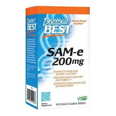 SAMe 200 mg Doctors Best 60 Tabs (Best Quality Sam E Supplement)