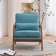 thumbnail image 2 of IVV Modern Accent Lounge Chair, Linen Upholstered Reading Armchair with Waist Pillow and Seat Cushion, for Bedroom, Living Room, Home Office, Teal, 2 of 10