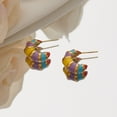 thumbnail image 2 of Wisbal Rainbow Enamel Hoop Stud Earrings for Women Titanium Steel Striped Earrings Vintage Colorful Stud Earrings Timeless Charm Lightweight Hypoallergenic, 2 of 4