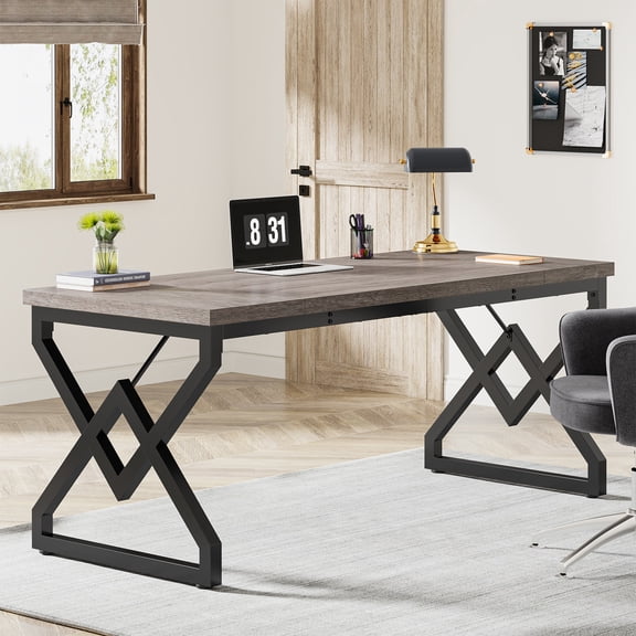 Tribesigns Executive Large Work Surface and Thicker Frame Modern Simple Computer Disk, Gray