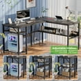 thumbnail image 7 of Homieasy Reversible L Shaped Desk with Magic Power Outlets and USB Charging Ports, Sturdy Corner Computer Desk with Storage Shelves, Gaming Table Home Office Desk, Easy to Assemble, Black Oak, 7 of 7