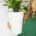 thumbnail image 4 of Bloem Tall Finley Tapered Round Planter: 14" - Casper White - Matte Textured Finish, 100% Recycled Plastic Pot, For Indoor and Outdoor Use, Gardening, 4 Gallon Capacity, 4 of 6