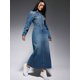 thumbnail image 5 of Moda Nuevos Jeans Maxi Vestido Bolsillo Lápiz Vestido Casual Elegante Temperamento Un Solo Pecho Vestido De Mezclilla Otoño Invierno 2024, 5 of 5