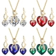 thumbnail image 5 of Woman Girl Necklace Earrings Set Heart Diamond Pendant Style Elegant Women Jewellery Necklace Chain Of Crystal Necklace + Earrings Set 1pcssilve, 5 of 5