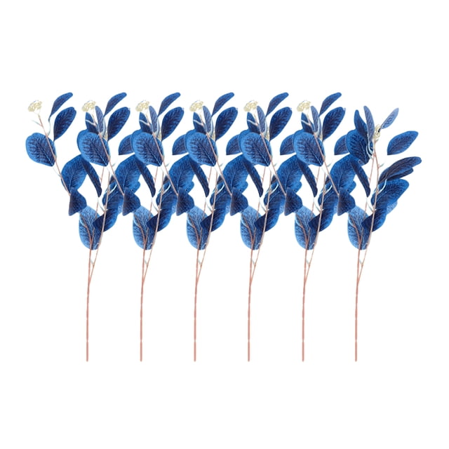 6 uds ramitas de eucalipto simuladas hojas de eucalipto artificiales tallos verdes para arreglos florales