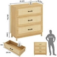 thumbnail image 2 of 3 Drawer Dresser for Bedroom, Rattan Dresser Chest of Drawers, Nightstand with Rattan Decorated Drawers, Wood Dressers for Living Room Bedroom Hallway, 2 of 18