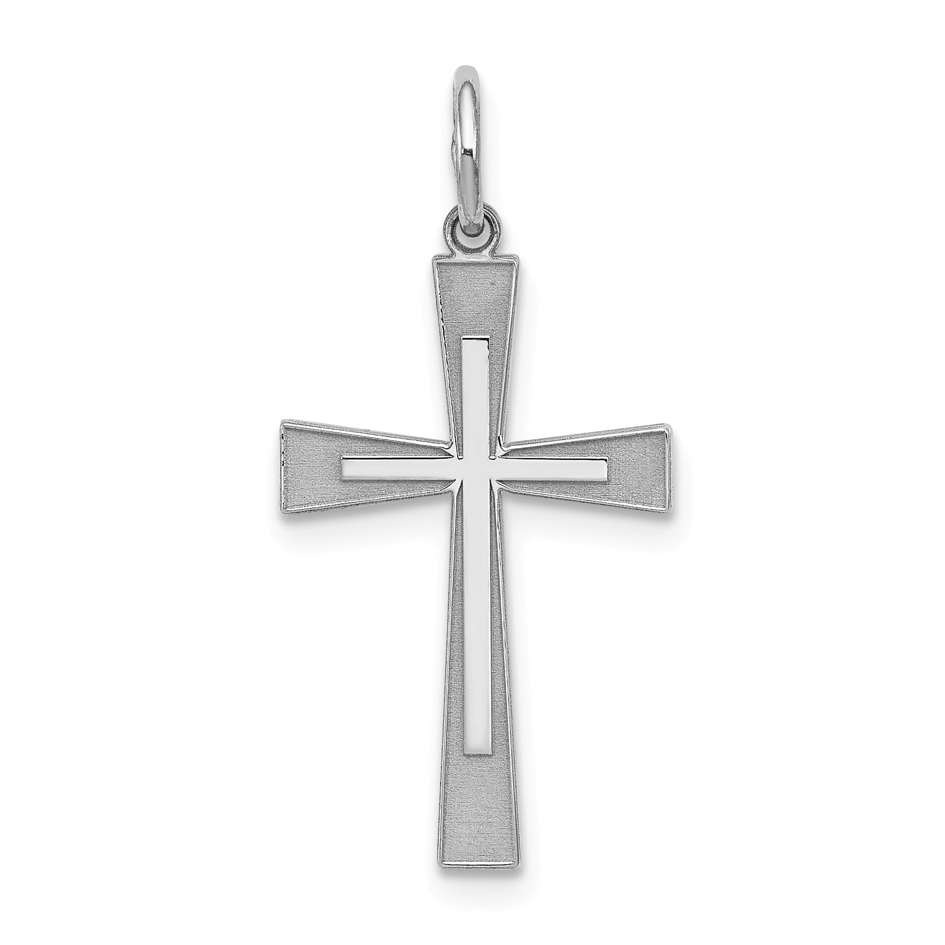 Sterling Silver Rhodium-plated Laser Designed Cross Pendant - Walmart.com