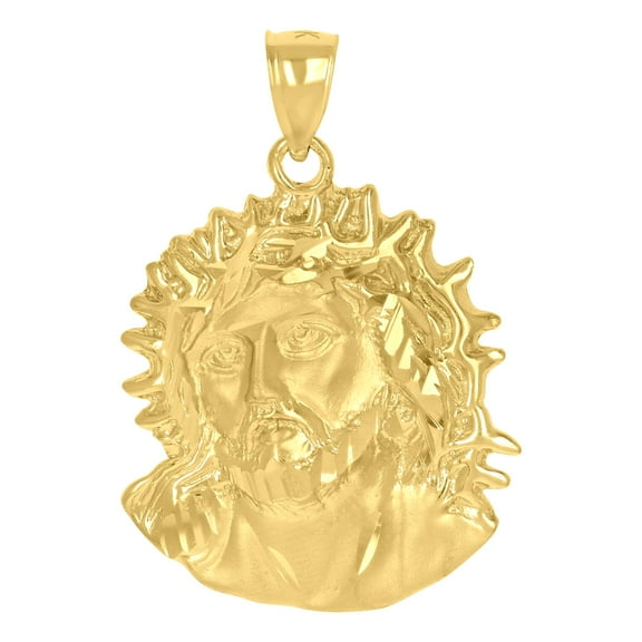 10kt Yellow Gold Mens Jesus Religious Charm Pendant for Men